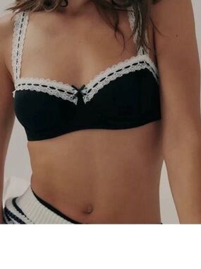 Free People So Sweet Balconette NWT Black/White Combo 36DD